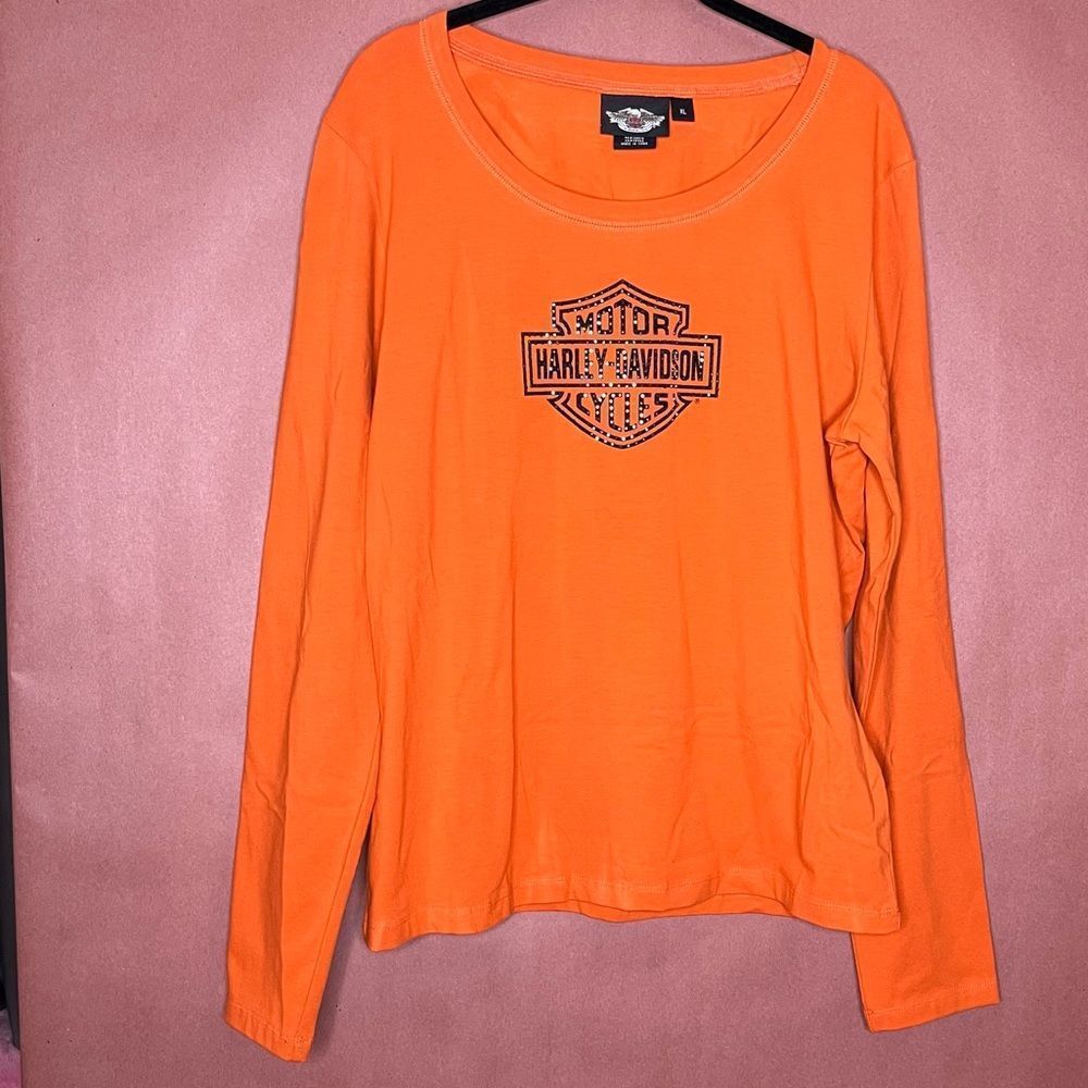 Harley-Davidson Orange Sequin logo Halloween XL